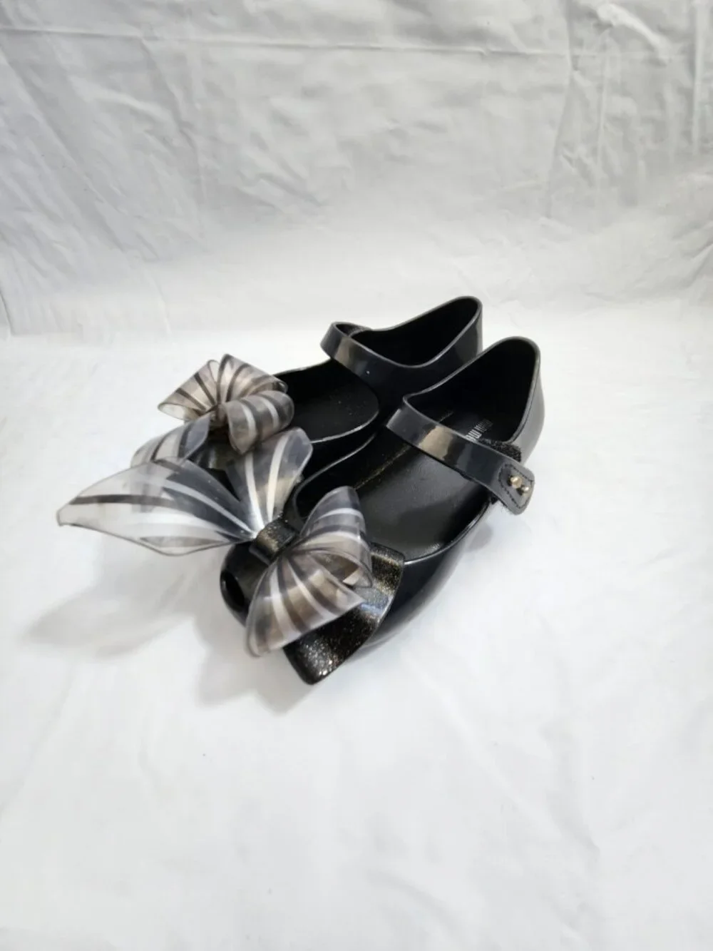 Mini Melissa Ultragirl Sweet Jelly Mary Jane Shoes Kids 9 Black Silver Bow